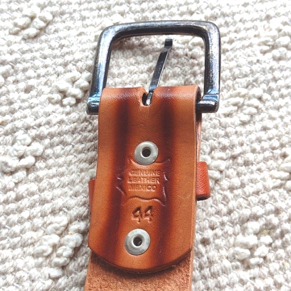 Genuine leather brown belt with details made in Mexico - Picture 5 of 7